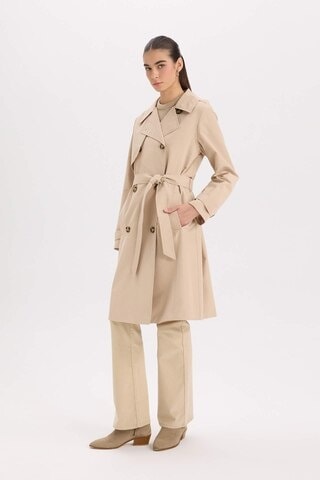 Defacto Su İtici Mevsimlik Trençkot Kruvaze Yaka Düğmeli Cepli Kemerli Apoletli A0593ax25spbn425 Kahve