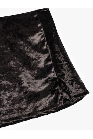 Koton Fiyonk Detaylı Mini Kadife Etek Siyah 5wkg70092ak Siyah