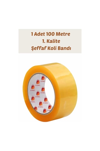 1 Adet 100 Metre Hotmelt Koli Bandı 1. Kalite Şeffaf Renkli, Güçlü Yapışkan, Kağıda Yapışır 1