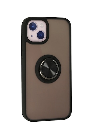 Newface Apple iPhone Uyumlu 13 Kılıf Montreal Yüzüklü Silikon Kapak Glblseme - 99 - Siyah