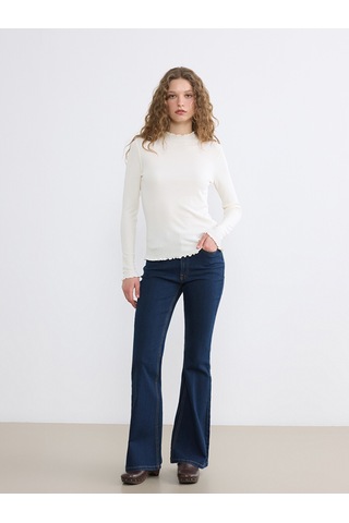 Lcw Modest Ekru Fırfırlı Dik Yaka Kadın Body