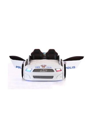 Türk Polis Arabalı Yatak Kapıları Açılan Mustang Full Ledli Kumandalı Ve Müzikli + Baza