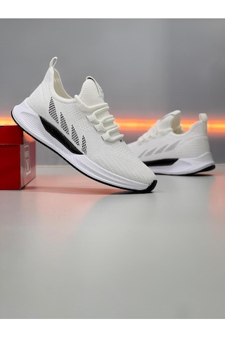 Wipper Ultra Hafif Triko Sneaker - Nefes Alan Ortopedik Poli Taban Büyük Numara Yazlık Spor Ayakkabı Beyaz