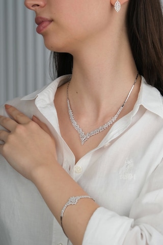 14 Ayar Beyaz Altın Taşlı Düğün Seti 76