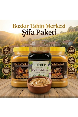 Bozkır Tahin Merkezi Ata Tohum Altın Susam Tahin 930 Gr 2adet &köy Üzüm Pekmezi 950gr Doğal&katksız