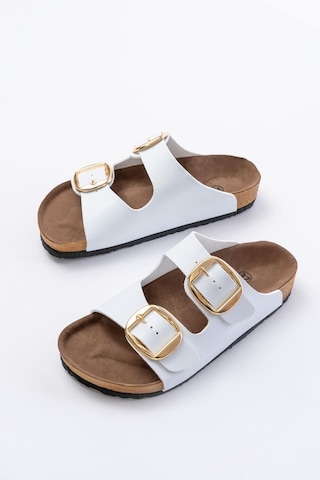Aymood P-101 Beyaz Günlük Birkenstock Kadın Terlik
