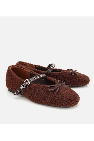 Hotiç Kadın Kahverengi Peluş Kürklü Zımbalı Babet 01ayh314660a480 01ayh314660a480 Kahverengi