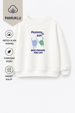 Monila Erkek Çocuk Pamuklu Bisiklet Yaka Slogan Baskılı T-shirt Ekru