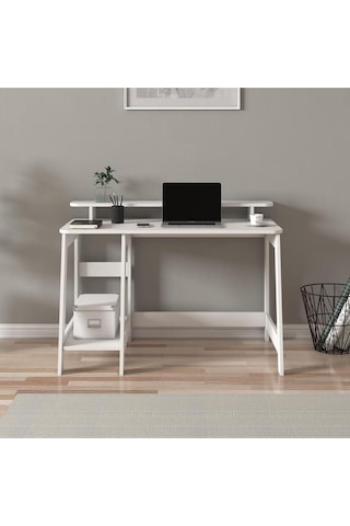 Country Ergonomik Çalışma Masası, Modern Bilgisayar Masası - Beyaz