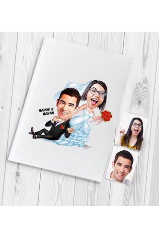 Kişiye Özel Evleniyoruz Karikatür Düğün Anı Defteri - 2