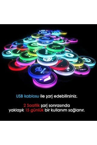 Toyota Uyumlu Ledli Bardaklık Altı Usb Şarjlı 2 Adet