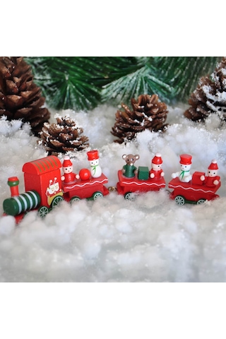 Yılbaşı Ahşap Süslü Tren 4 3+