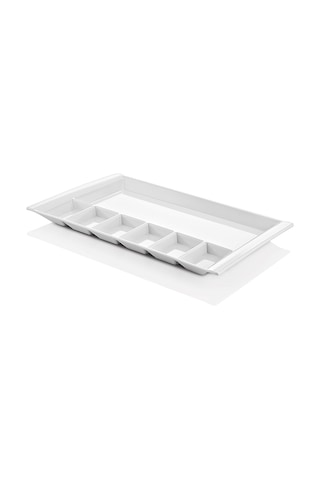 12 Adet Melamin 7 Gözlü Tabldot 38x25 Cm Bölmeli Servis Tabağı Tabak Makinede Yıkanabilir Beyaz