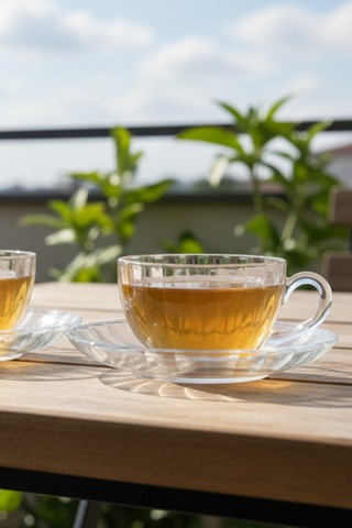 Crystal Rib 12 Parça Cam Çay Takımı 170 Ml Bardak & Tabak Beyaz