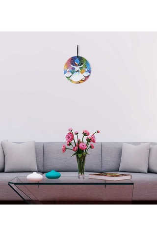 23 Cm Çap - Semazen Ve Osmanlı Motifli Füzyon Cam Duvar Süsü