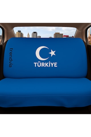 Türkiye Ay Yıldız Bayraklı Mavi Renk Ön Ve Arka Oto Koltuk Kılıfı Seti Penye Servis Tipi Koltuk Koruyucu