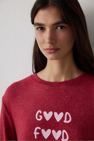 Penti Bordo Good Mood Slogan Baskılı Termal Etkili Sweatshirt Pijama Üstü