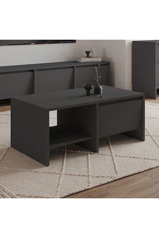 Laris Kapaklı Orta Sehpa 90 Cm Modern Tasarım Antrasit