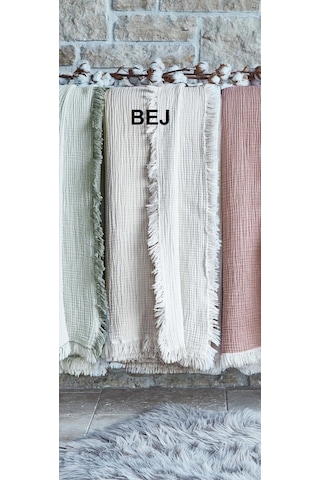 Dantela Fiona Bej Müslin Pamuk Anti-alerjik Çift Kişilik Yatak Örtüsü 240x260 Bej