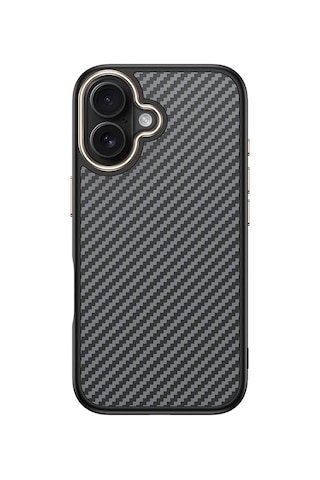 Apple Uyumlu iPhone 16 Plus Kılıf M-safe Şarj Özellikli Karbon Fiber Görünümlü Tchs Antina Kapak - Gri Gri