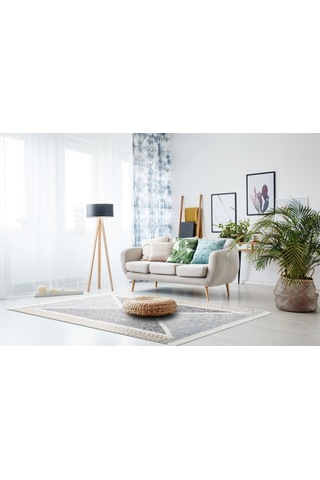 Eko Halı Arya Ar 02 Grey Yıkanabilir Çift Taraflı Modern Desenli Dokuma Kilim - 80x150
