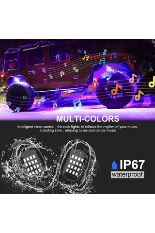 Teltree Rgb Arazi Aracı Tabanca Lambaları - 4 Lü Set, 24 Tuşlu Kumanda Ve App Bt Kontrol, 16 Milyon Renk, Yüksek Parlaklık 5050 Led