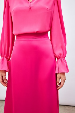 Sateen Midi Boy Saten Etek - Fuşya