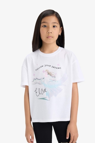 Defacto Kız Çocuk Frozen Relax Fit Bisiklet Yaka Kısa Kollu Tişört E8166a825hswt34 Beyaz