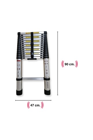 Endokon 410 Cm. - 14 Basamaklı Teleskopik Alüminyum Merdiven - I Tipi Uzayan Merdiven