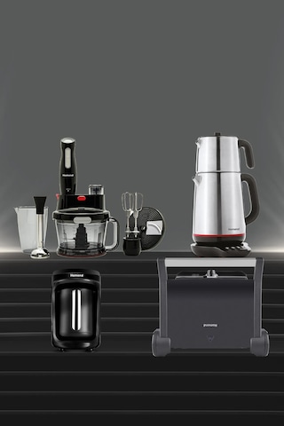 Homend Premium Serisi Elektrikli Çeyiz Seti + Kahve Makinesi + Tost Makinesi + Blender Set + Çay Makinesi
