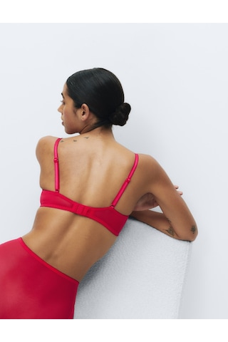 Marks & Spencer Jasmine Dantel Detaylı Balenli Demi Cup Sütyen T33002403 Kırmızı