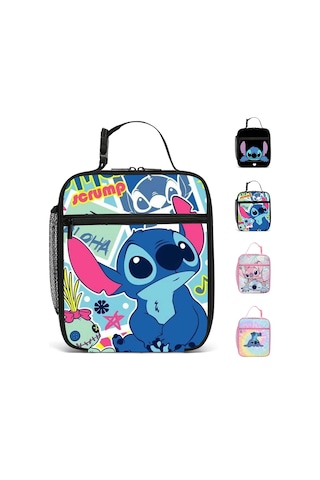 Lilo & Stitch Yalıtımlı Öğle Yemeği Çantası Okul, Kamp, Seyahat, Öğle Yemeği Kutusu Çantası Çok Renkli