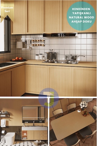 Technojet Premium Seri Kendinden Yapışkanlı Ahşap Desenli Pvc Kaplama 60cmx500cm Açık Meşe