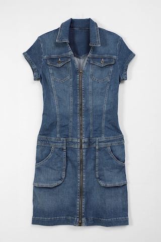 Banny Jeans Fermuarlı Cepli Kadın Jean Elbise Mavi 3xl