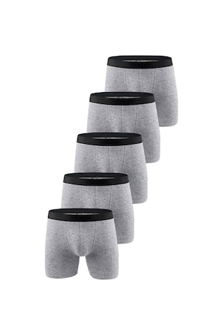 Nacar Store Erkek Boxer Pamuklu Likralı 5'li Paket Gri