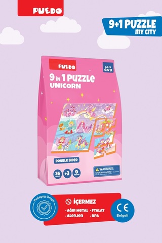 Puedo 36 Parça 9in1 Çift Taraflı Puzzle - Unicorn