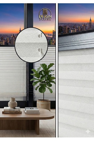 Derinplisse Plise Perde Cam balkon perdesi  Beyaz , Gri , Krem, Bej , Antrasit Kumaş Renkleri Çok Renkli