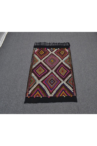 Zehra Abla Halı El Dokuması Geometrik Model Karapınar Yörük Cecim Yün Kilim 7166 Çok Renkli