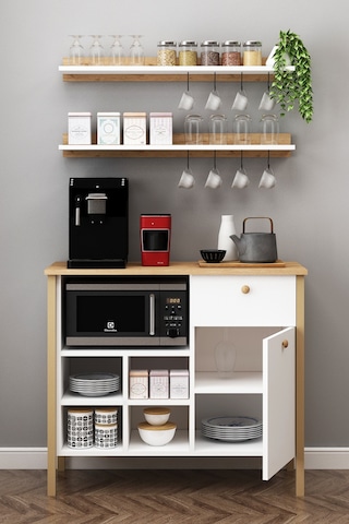 Nora Kahve Köşesi Fırın Dolabı Çekmeceli Takım Çok Amaçlı Sepet-beyaz Sepet-beyaz