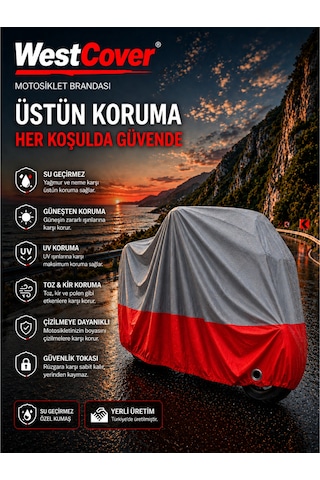 Honda Forza 250 Gri-kırmızı Parç. Motosiklet Branda Su-toz Geçirmez Motor Örtü