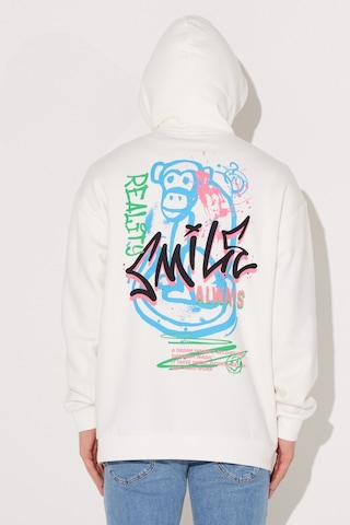 Lee Loose Fit Rahat Kesim Kapüşonlu İçi Polarlı Sırt Baskılı Kırık Beyaz Sweatshirt L232447102 Kırık Beyaz
