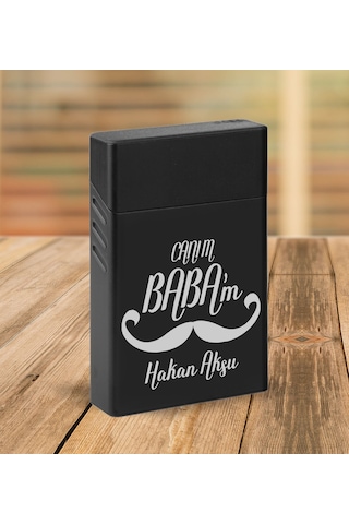 Bk Gift Kişiye Özel İsimli Baba Temalı Siyah Metal Kalem&çakmak&sigara Kutusu&kartlık-cüzdan Hediye Seti, Sevgiliye Hediye-2, Babaya Hediye, Babalar G