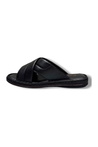 Cakgo 170-26 Hakiki Deri Ultra Soft Çapraz Bant Anatomik Erkek Terlik 40-47 Siyah