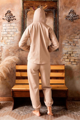 Mevsimlik Kapşonlu Kadın Eşofman Takımımı - Sportif Kadın Giyim Bej