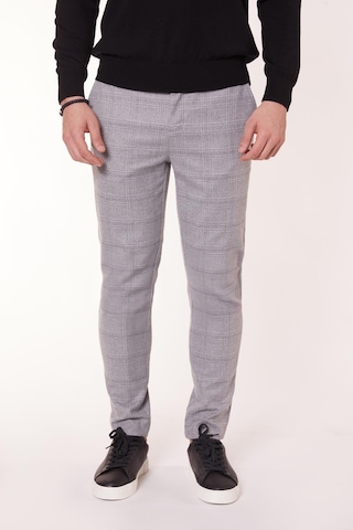 Braccas Erkek Beli Lastikli Slim Fit Ekoseli Gri Pantolon Gri