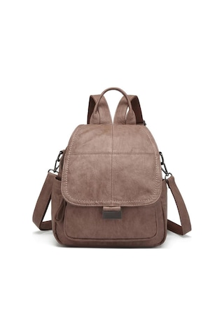 Yıkama Deri Sırt Askılı Kadın Çantası 21-k Barcelona 1908 Açık Vizon