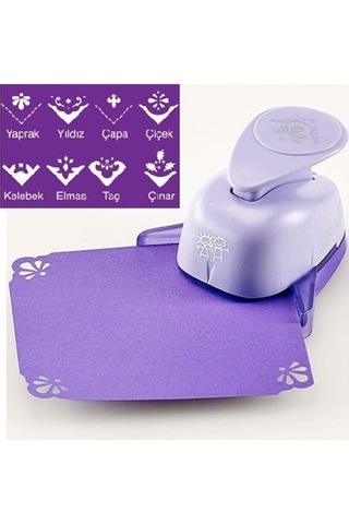 Köşeleri Desenli Kesen Çift Ağızlı 2 Li 2.5 Cm Şekilli Delgeç, Şekilli Punç Yusufcuk-çınar Desenli Çok Renkli