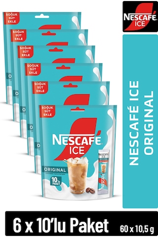 Nescafe Ice Original Çözünebilir Kahve 10,5g 10'lu Paket 10x6 Hazır