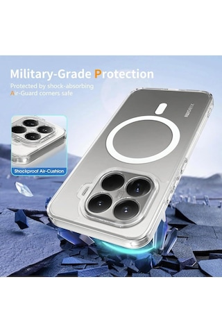 Xiaomi 14t Pro İle Uyumlu Kılıf Kamera Korumalı M-safe Şarj Özellikli Şeffaf Tasarım Z-london Sert Pc Kapak