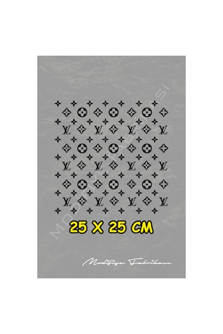 Lv Desen Sticker 25x25 Cm - Araç -motor - Laptop - Kask - Siyah -